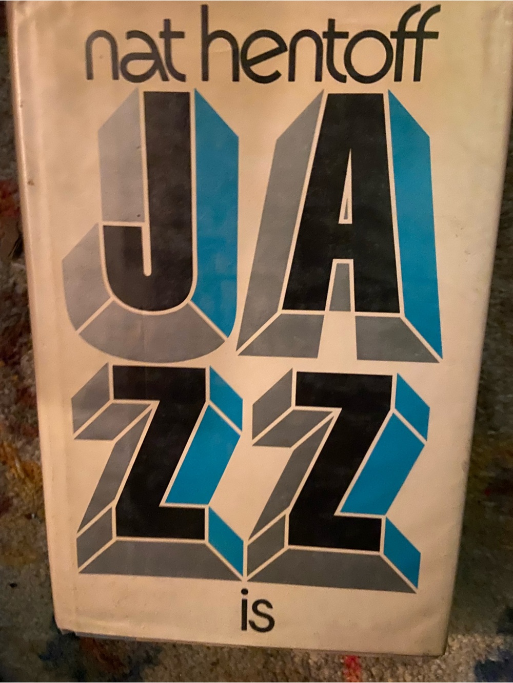 Vintage 1st edition 70s 1970s JAZZ Graphic Typography Book Cover blue Gray Black